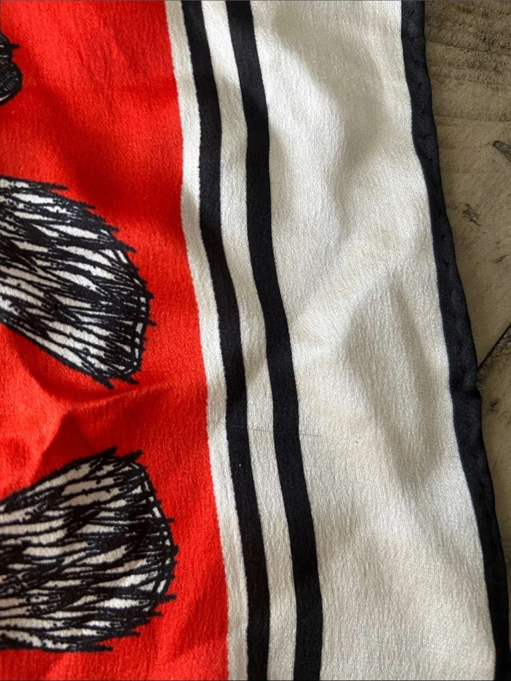 Red Zebra Print Silk-Feel Scarf by